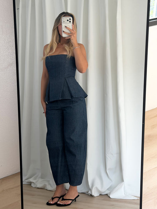 Pinstripe Denim Set