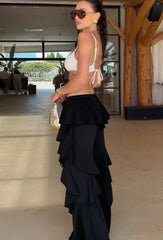Ema ruffle pants - black