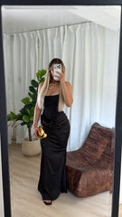 Black Satin Maxi Dress