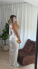 White Satin Maxi Dress
