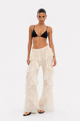 Ema Ruffle Pants – Beige